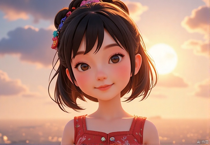 cartoon style,1girl, looking at viewer, cute_smile,Xbaihanfu,PixarDisney.hanna