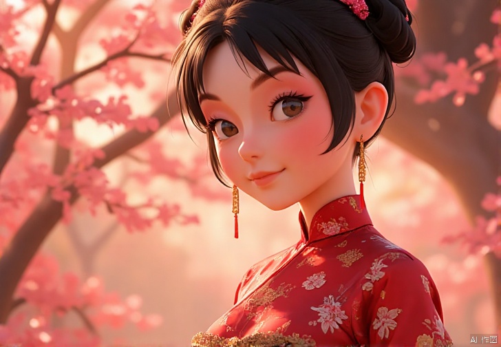 cartoon style,1girl, looking at viewer, cute_smile,Wearing Vietnamese opera costumes，full body，dancing 
