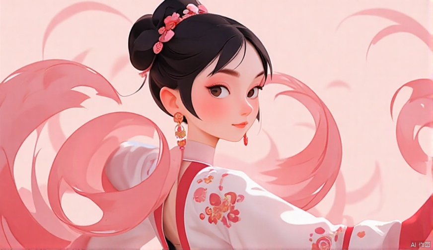 cartoon style,1girl, looking at viewer, cute_smile,Wearing Vietnamese opera costumes，full body，dancing ,vector style