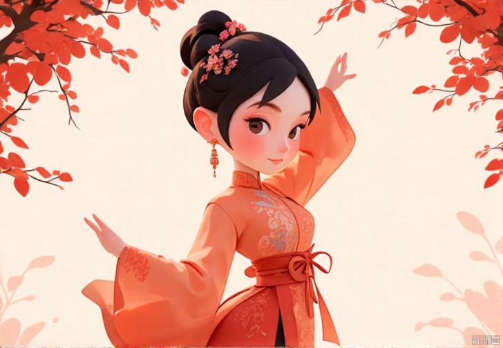 cartoon style,1girl, looking at viewer, cute_smile,Wearing Vietnamese opera costumes，full body，dancing ,vector style