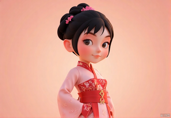 cartoon style,1girl, looking at viewer, cute_smile,Wearing Vietnamese opera costumes，full body，Make a slight bow with hands folded in front