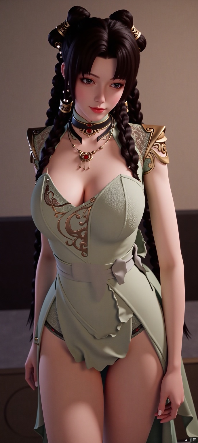 score_9,score_8,(high definition, Best quality, masterpiece, 4K, exquisite skin), 1girl, solo, breasts, looking at viewer, room, upper_body