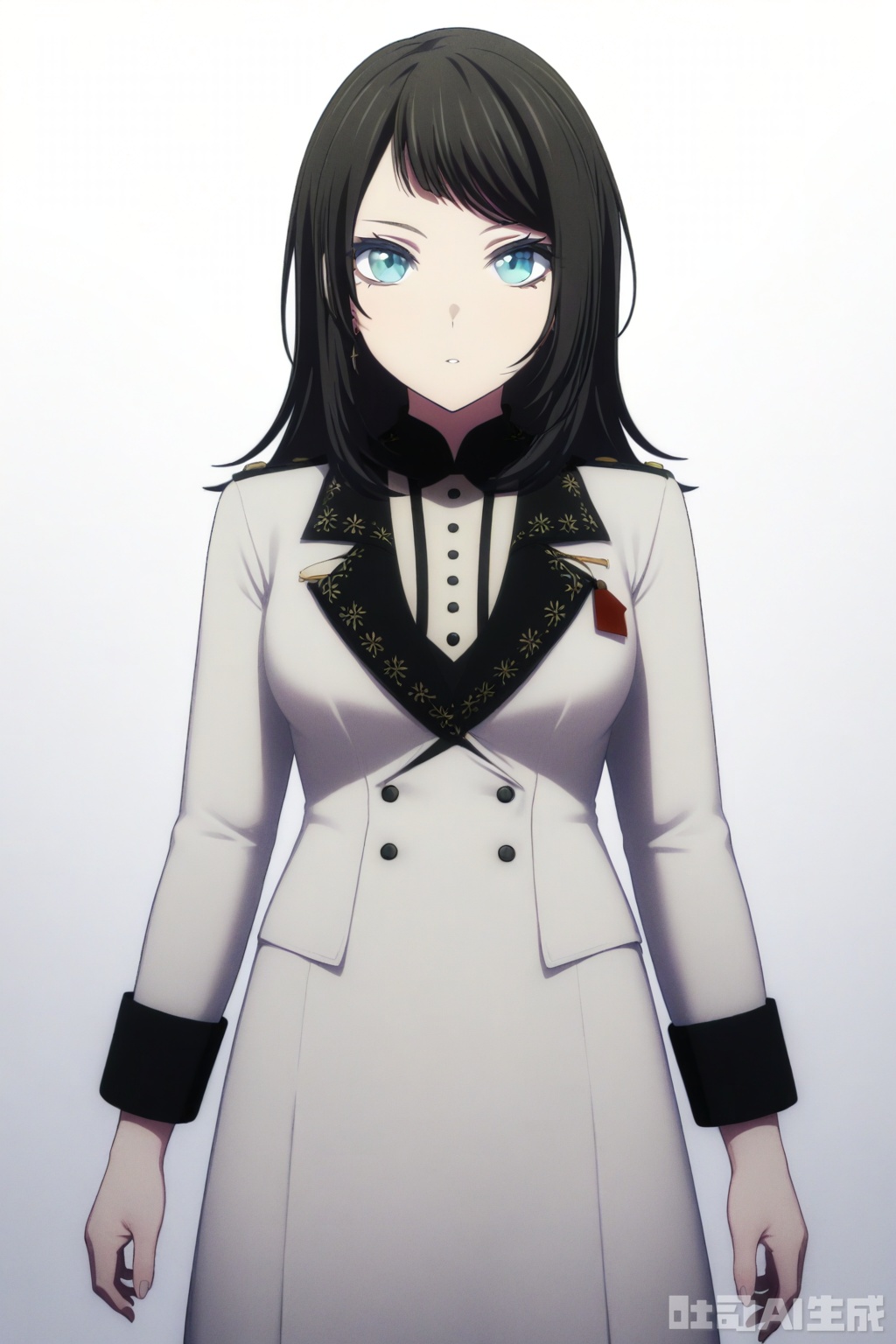 masterpiece, best quality,solo,((white background:1.2)),simple background,
looking at viewer,Yahata Umiri,black hair,long hair,blue eyes,bangs,swept bangs