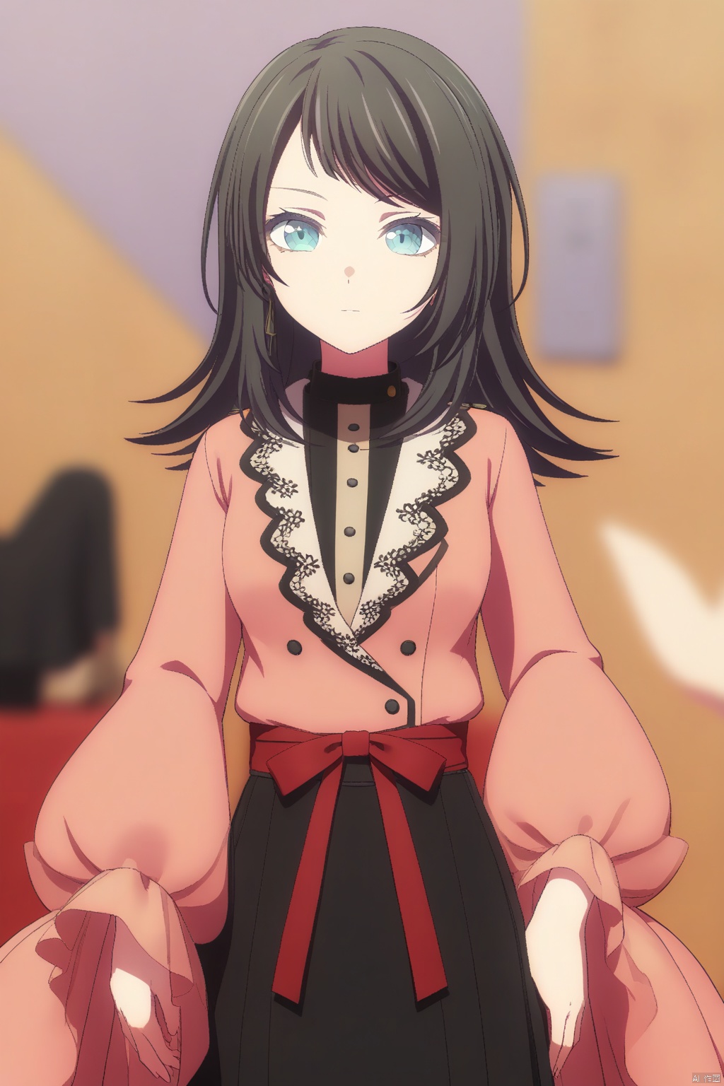 Yahata Umiri,black hair,long hair,blue eyes,bangs,swept bangs
