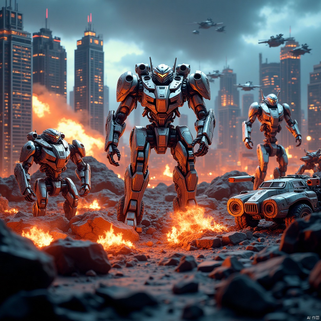 ,city,war background,Mech Battlefield,机甲战场,Battlefield of Mechs