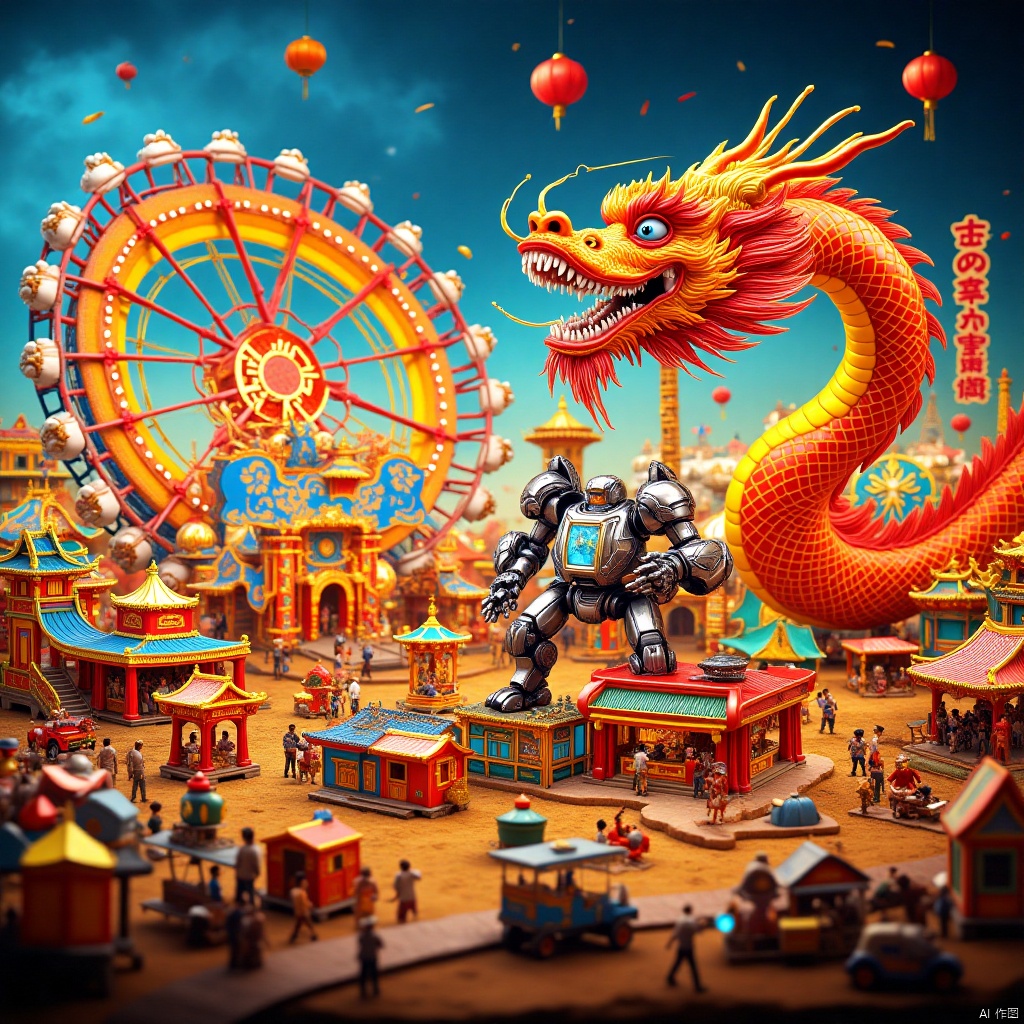 ,年画,龙,dragon,New Year paintings,游乐园,Theme park,Funfair,Mech Battlefield,机甲战场,Battlefield of Mechs