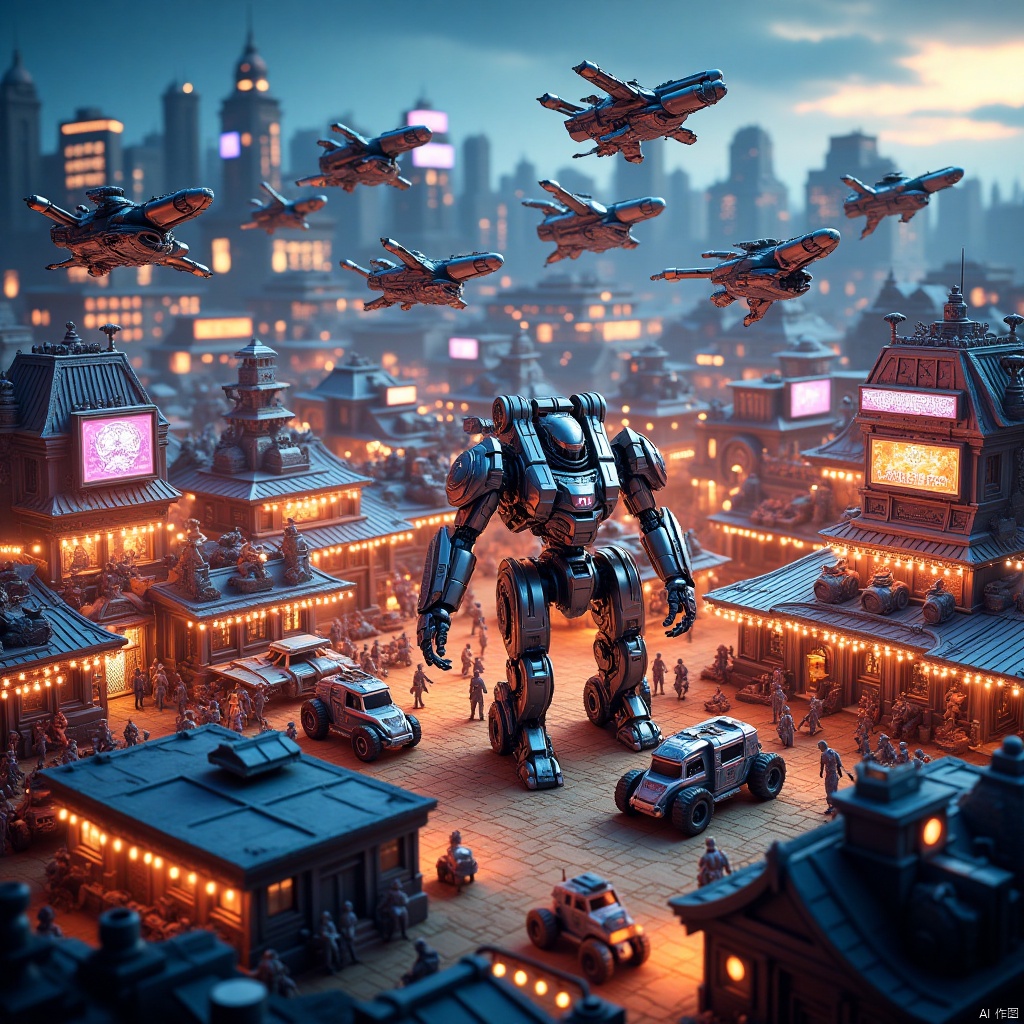 Funfair,Mech Battlefield,Mech battlefield,Battlefield of Mechs,city,war background,机甲战场