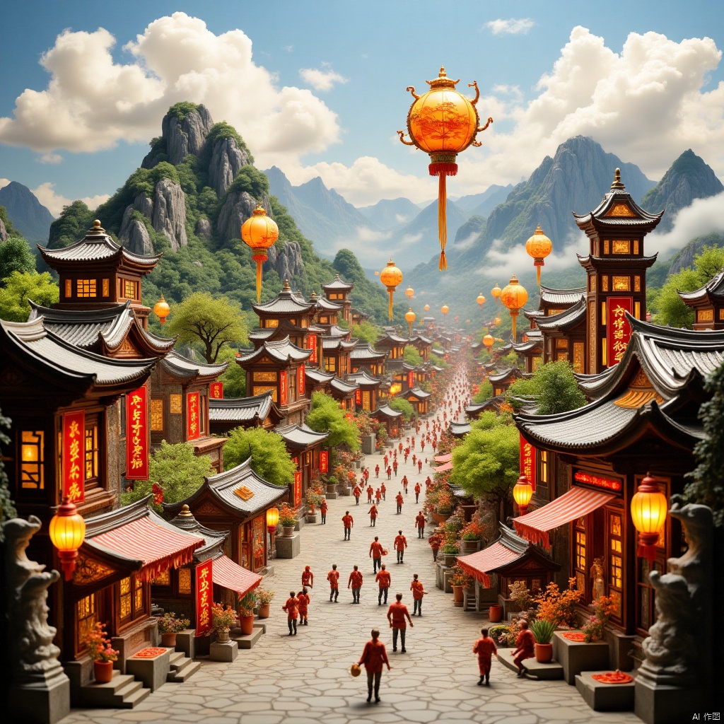 ,Mech Battlefield,机甲战场,Battlefield of Mechs,Elements of the Spring Festival,新春元素,游乐园,Theme park,Funfair,国画,Traditional Chinese Painting