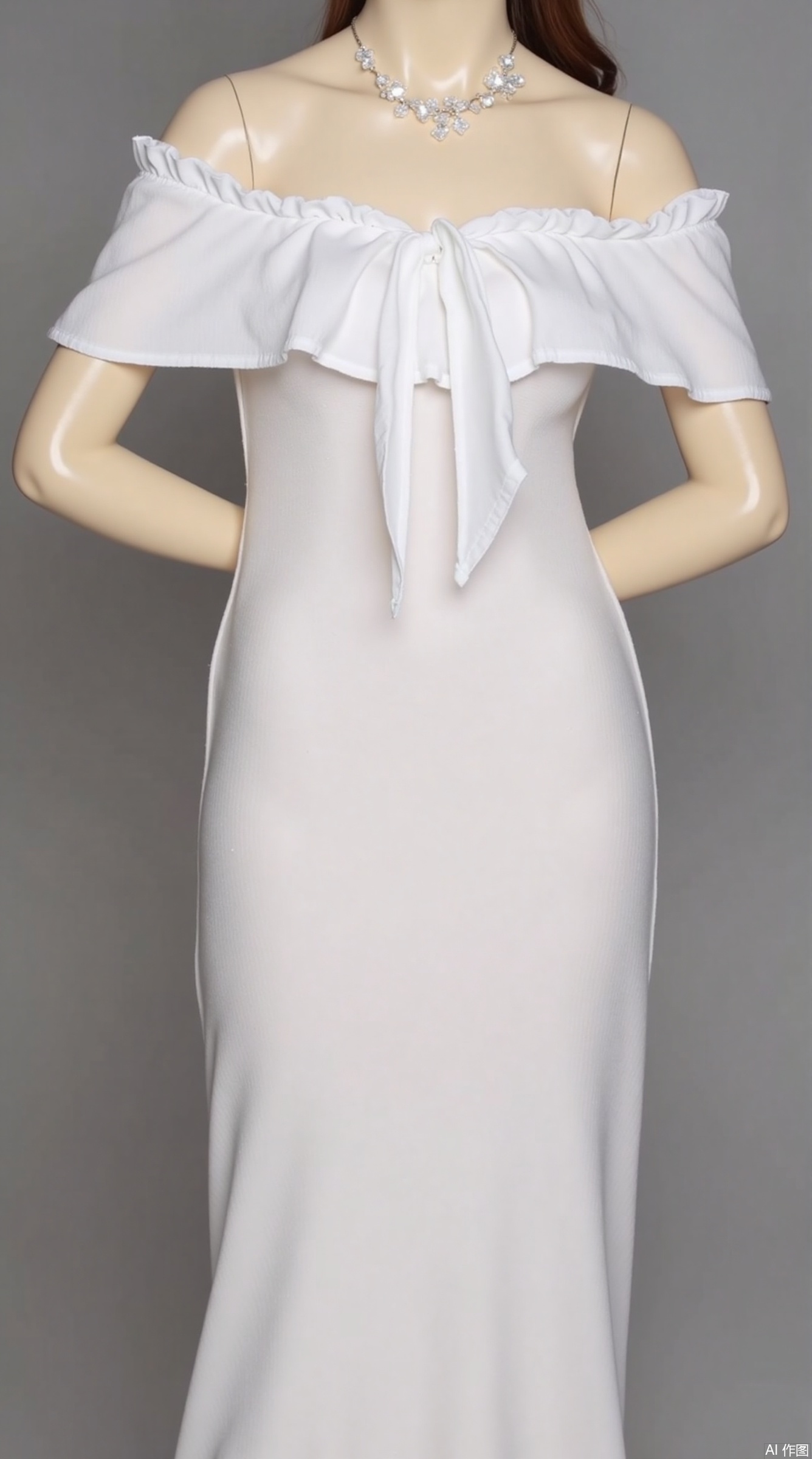 Off-shoulder dress

Material: White cotton blend (including 8% spandex enhances drape)
design:

Off-shoulder cut (neck shifted down 5cm) with double-layer ruffle decoration (single-layer width 4cm)
Invisible waist drawstring design (adjustable circumference ±3cm)
The skirt is in an A-shaped contour (hem expansion is 120°)





Sailor hat

Pure cotton material, brim width 6cm
Blue ribbon decoration (width 2.5cm, knotting allowance 15cm)



2. Display implementation plan


​Clothes hanger selection:

Dress: 38cm curved silicone non-slip clothes rack (load bearing 1.5kg)
Hat: Special hat holder (support diameter 18cm)



​Hanging details:

The shoulders of the dress are fixed with transparent silicone shoulder pads to prevent slipping
The ruffle edge is adjusted to a natural fluffy state through 3M invisible patch
The brim of the hat is tilted 15° forward, and the ribbon is displayed in the center