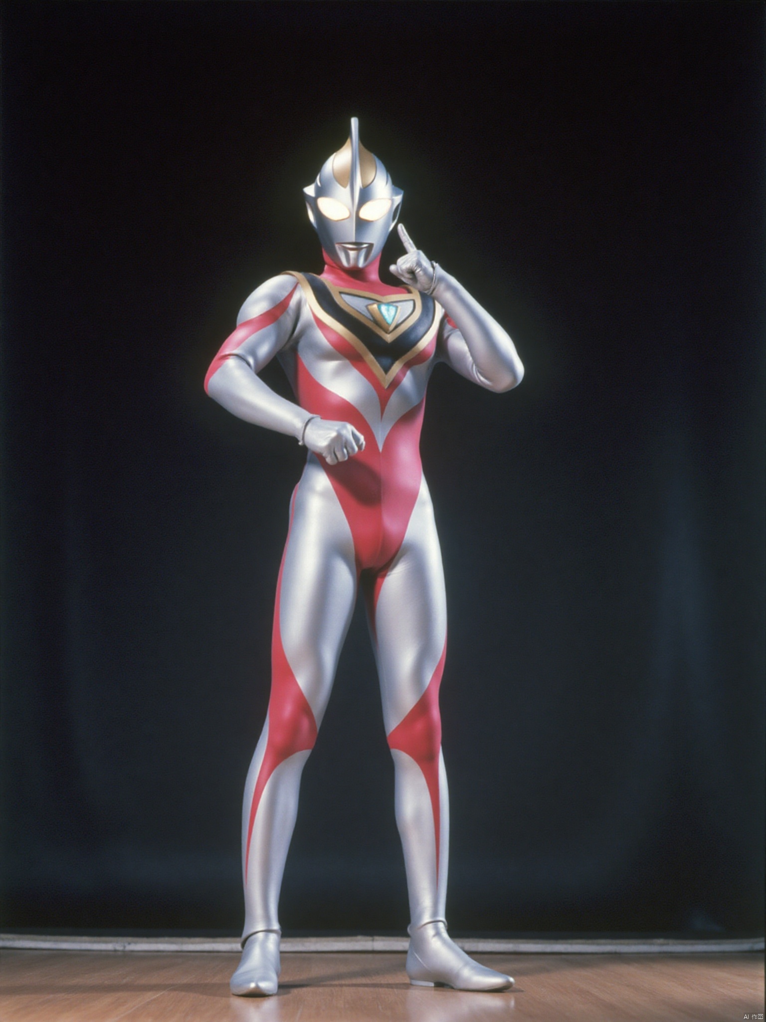 ultraman,silver bodysuit,silver gloves,legwear,gloves,boots,cover,mask,plugsuit,armor,bodysuit,red pattern on body,silver tight-fitting,silver footwear,helmet,leather suit,latex,tokusatsu,no humans,science fiction,silver head,hard mask,no smile,no eyes,no nose,solo,silver rubber bodysuit with red line