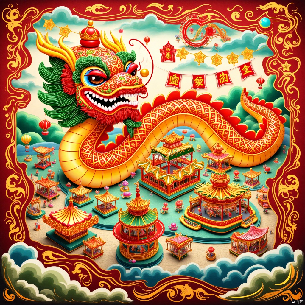 ,年画,龙,dragon,New Year paintings,游乐园,Theme park,Funfair