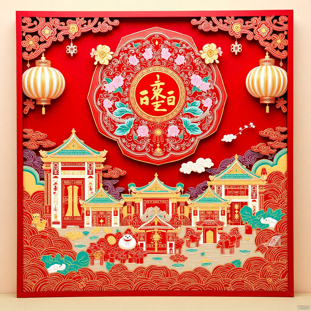 gift set,Paper-cutting art,剪纸艺术,New Year paintings,年画