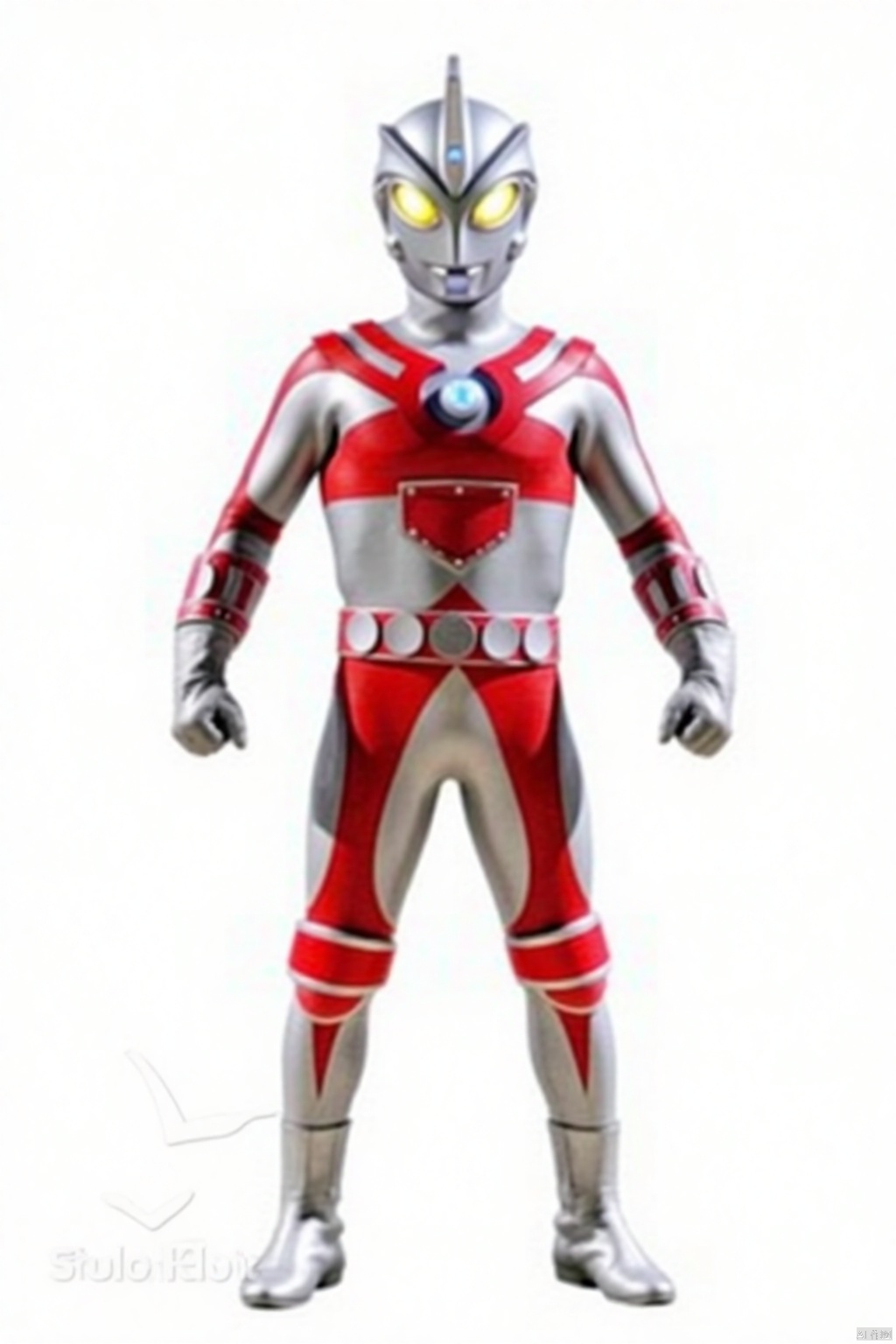 ultraman,silver bodysuit,silver gloves,legwear,gloves,boots,cover,mask,plugsuit,armor,bodysuit,red pattern on body,silver tight-fitting,silver footwear,helmet,leather suit,latex,tokusatsu,no humans,science fiction,silver head,hard mask,no smile,no eyes,no nose,solo,silver rubber bodysuit with red line