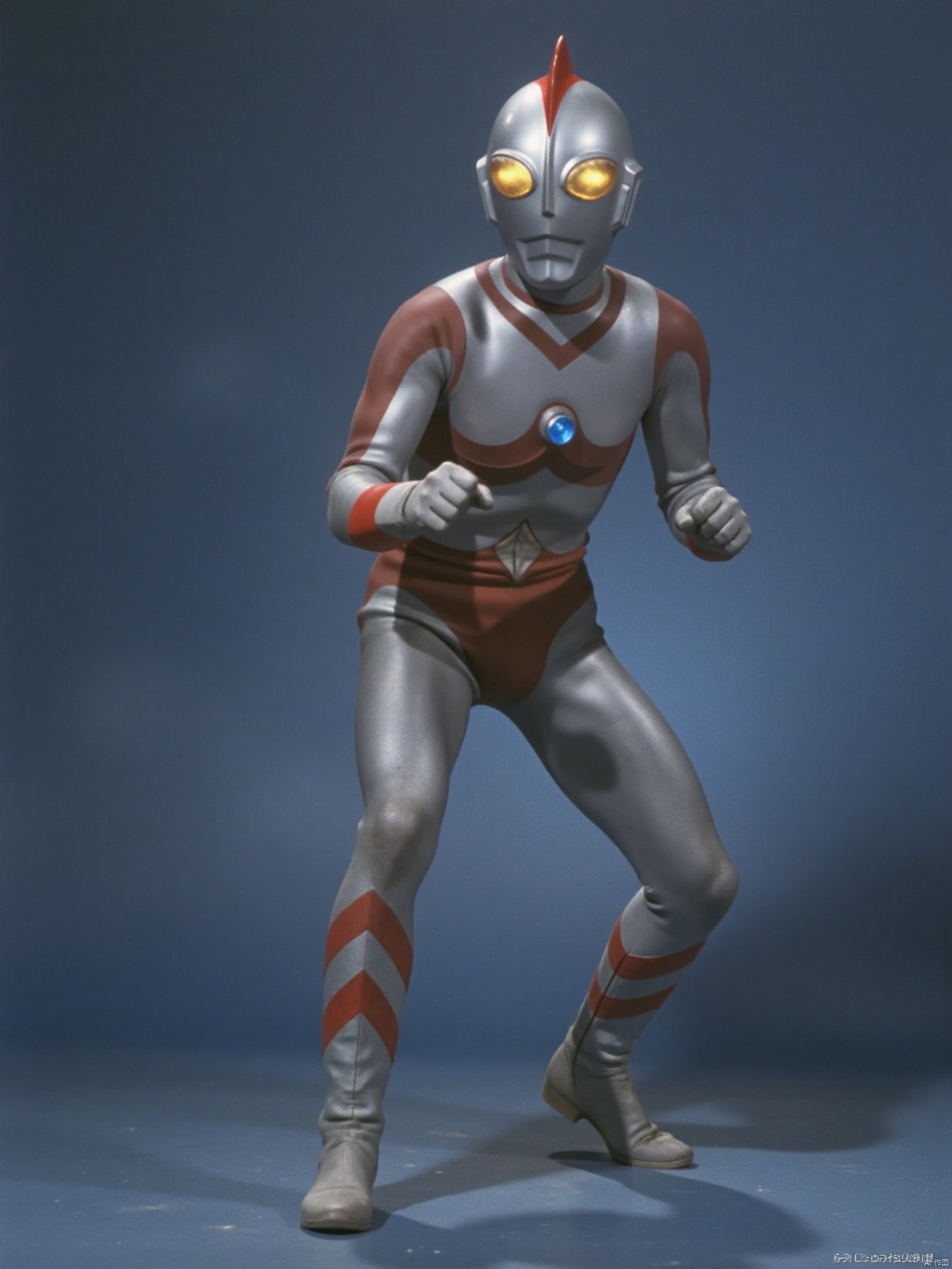 ultraman,silver bodysuit,silver gloves,legwear,gloves,boots,cover,mask,plugsuit,armor,bodysuit,red pattern on body,silver tight-fitting,silver footwear,helmet,leather suit,latex,tokusatsu,no humans,science fiction,silver head,hard mask,no smile,no eyes,no nose,solo,silver rubber bodysuit with red line