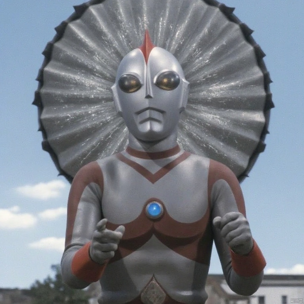 ultraman,silver bodysuit,silver gloves,legwear,gloves,boots,cover,mask,plugsuit,armor,bodysuit,red pattern on body,silver tight-fitting,silver footwear,helmet,leather suit,latex,tokusatsu,no humans,science fiction,silver head,hard mask,no smile,no eyes,no nose,solo,silver rubber bodysuit with red line