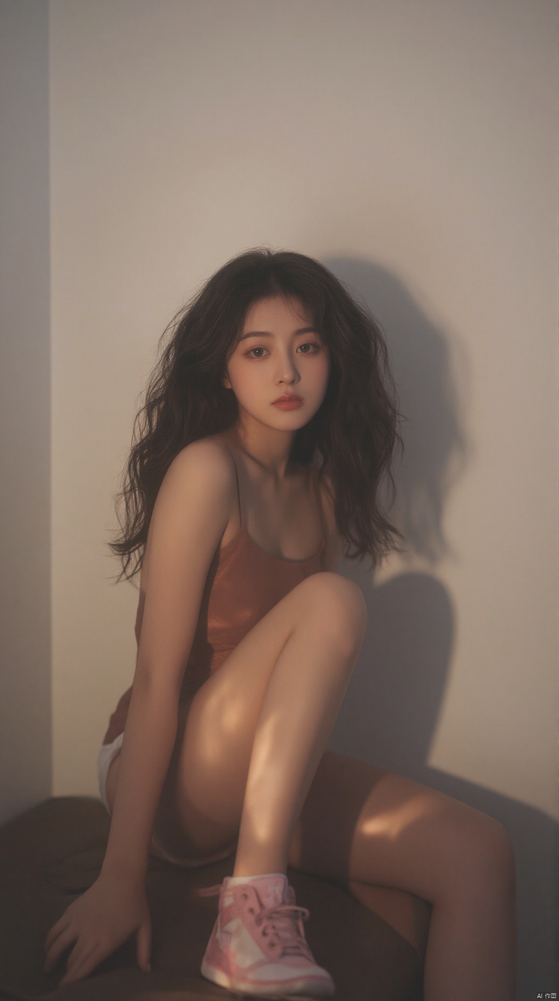kodak film\(hubgstyle)\,Full body shot of A stunning and full_body 21yo Korean-American hybrid girl . hourglass figure,