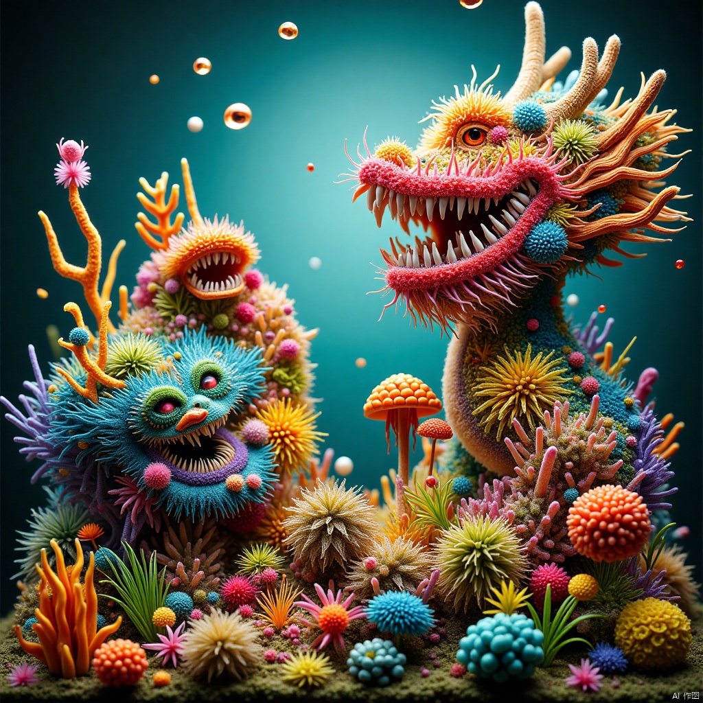 ,microorganism,microbes,amusement park,Theme park,Funfair,,dragon,microorganism,微生物,龙,Chinese Dragon,long dress,长裙,海底风景Underwater Scenery