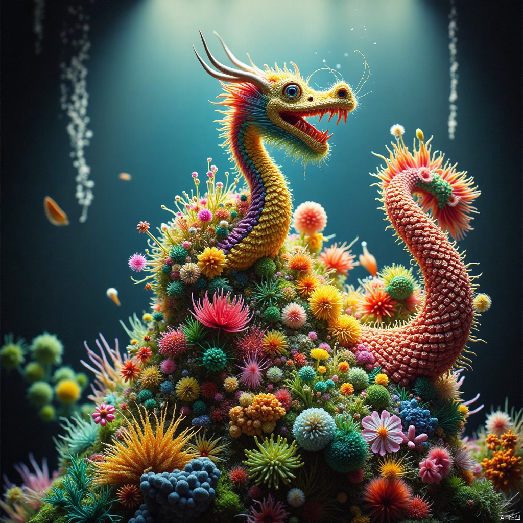 微生物,龙,Chinese Dragon,long dress,长裙,海底风景Underwater Scenery,microorganism,微生物