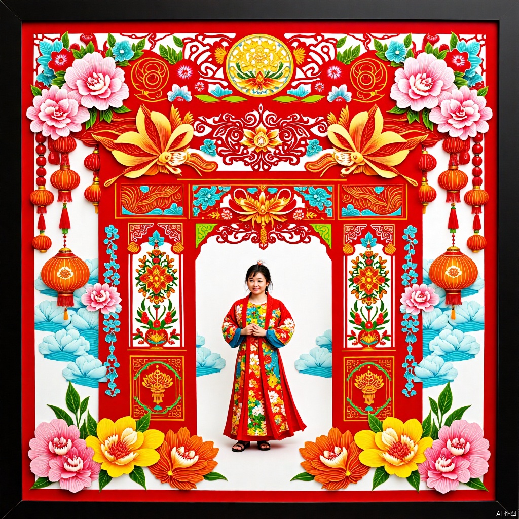 Paper-cutting art,剪纸艺术,光影,light and shadow,long dress,长裙