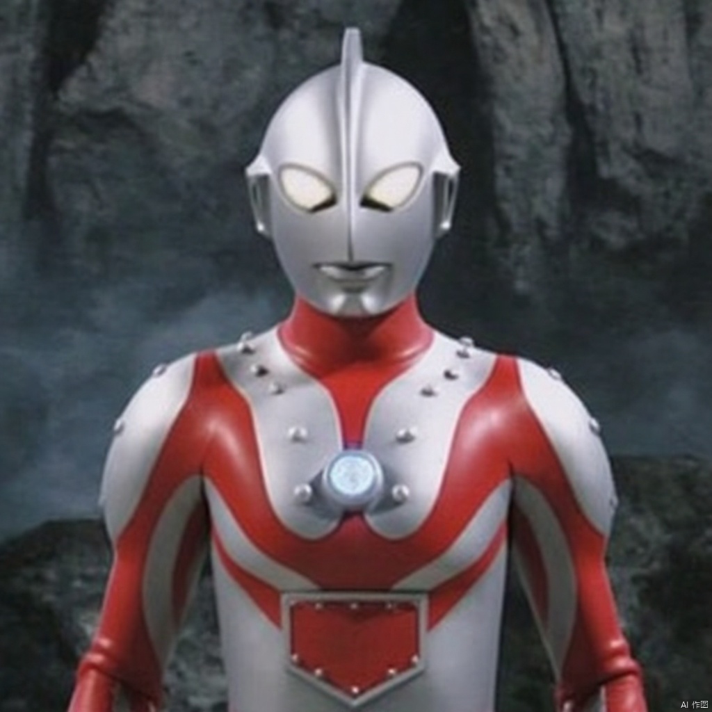 ultraman,silver bodysuit,silver gloves,legwear,gloves,boots,cover,mask,plugsuit,armor,bodysuit,red pattern on body,silver tight-fitting,silver footwear,helmet,leather suit,latex,tokusatsu,no humans,science fiction,silver head,hard mask,no smile,no eyes,no nose,solo,silver rubber bodysuit with red line