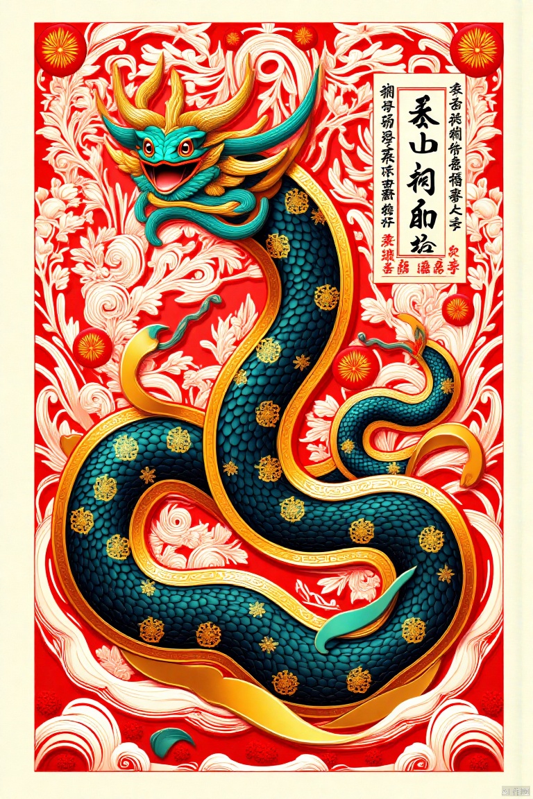 ,snake,蛇,Elements of the Spring Festival,新春元素,New Year paintings,年画,Paper-cutting art,剪纸艺术,春节