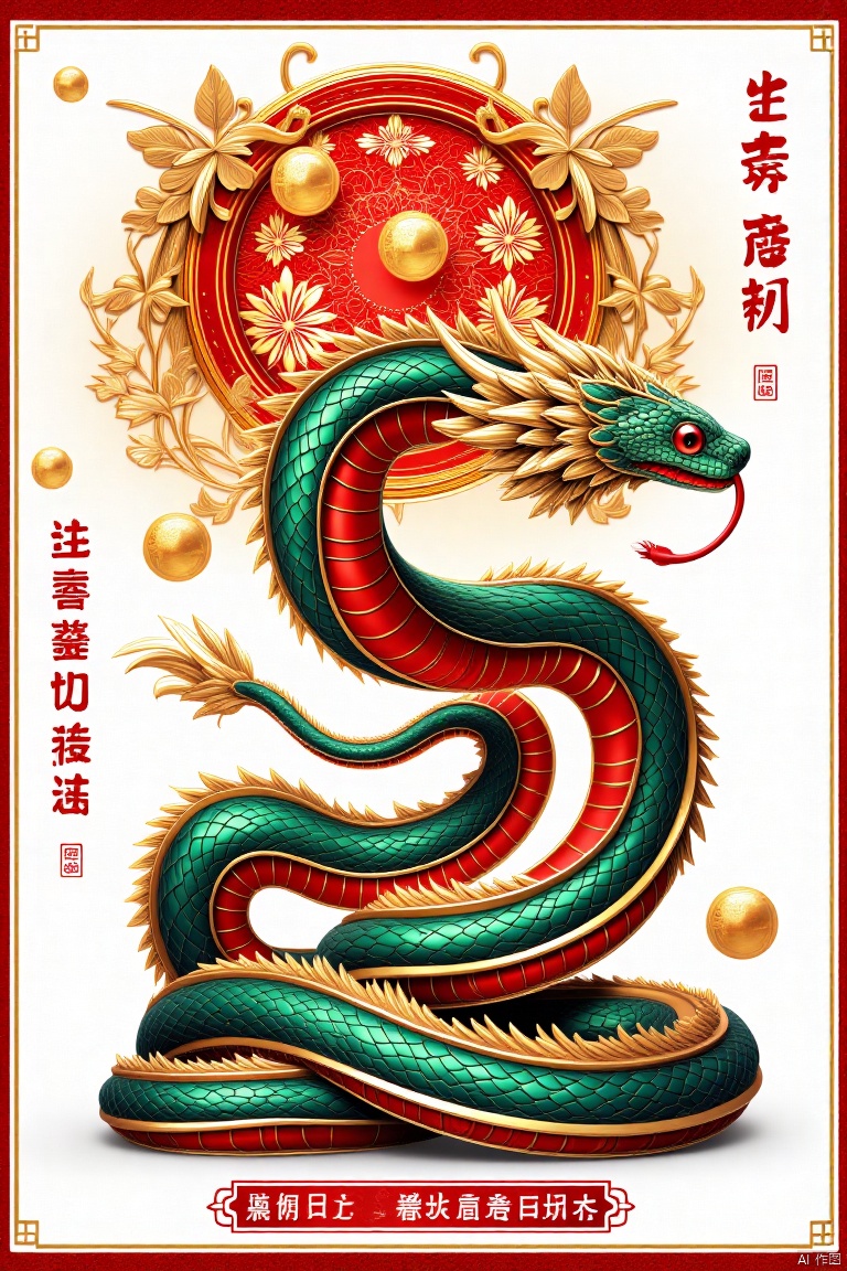 ,snake,蛇,Elements of the Spring Festival,新春元素,New Year paintings,年画,Paper-cutting art,剪纸艺术,春节