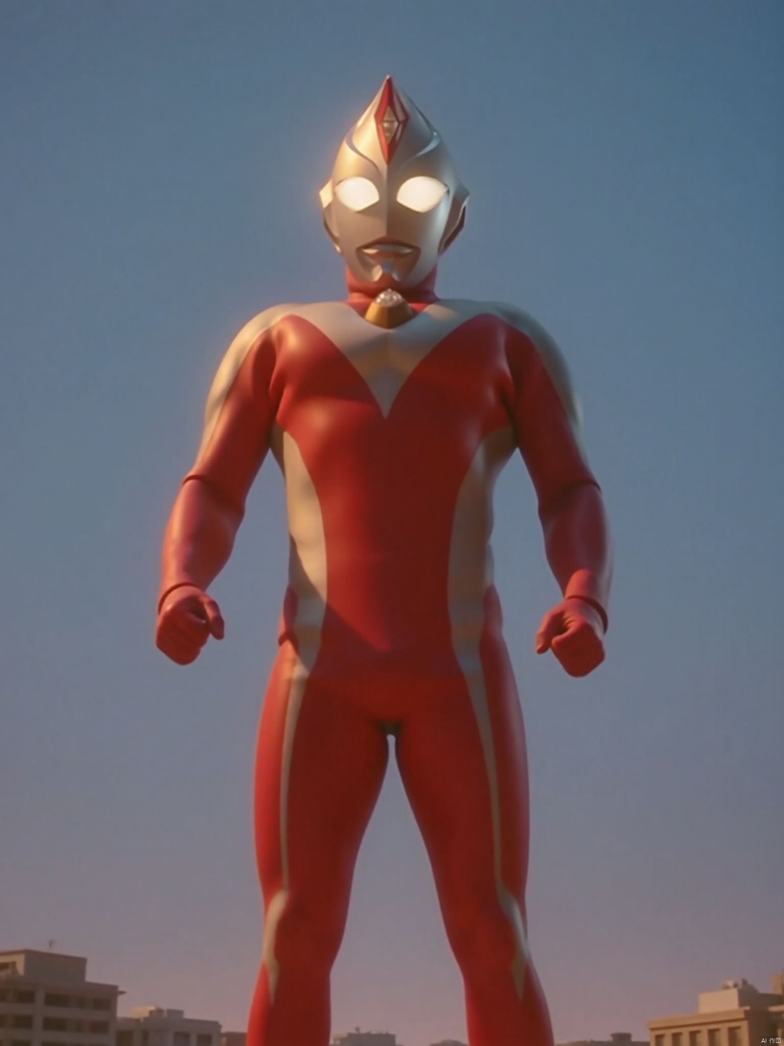 ultraman,red bodysuit,red gloves,legwear,gloves,boots,cover,mask,plugsuit,armor,bodysuit,silver pattern on body,red tight-fitting,red footwear,helmet,leather suit,latex,tokusatsu,no humans,science fiction,silver head,hard mask,no smile,no eyes,no nose,solo,red rubber bodysuit with silver line