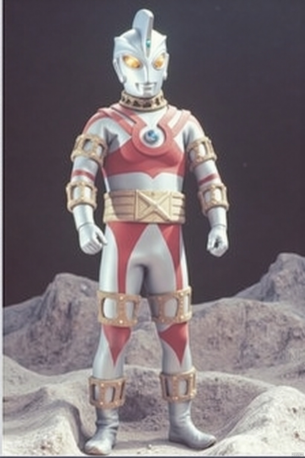 ultraman,silver bodysuit,silver gloves,legwear,gloves,boots,cover,mask,plugsuit,armor,bodysuit,red pattern on body,silver tight-fitting,silver footwear,helmet,leather suit,latex,tokusatsu,no humans,science fiction,silver head,hard mask,no smile,no eyes,no nose,solo,silver rubber bodysuit with red line