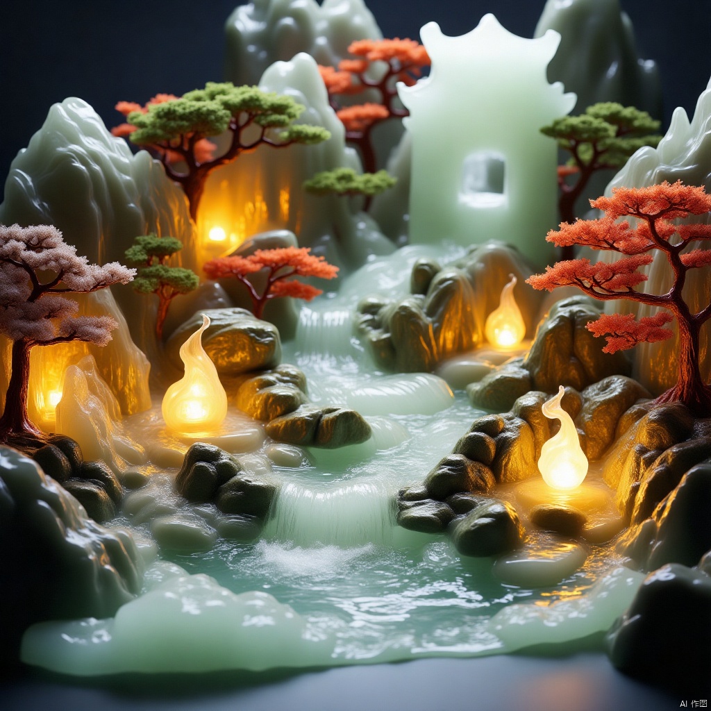 ,A garden adorned with jasper.,Elements of ice and fire,冰火元素