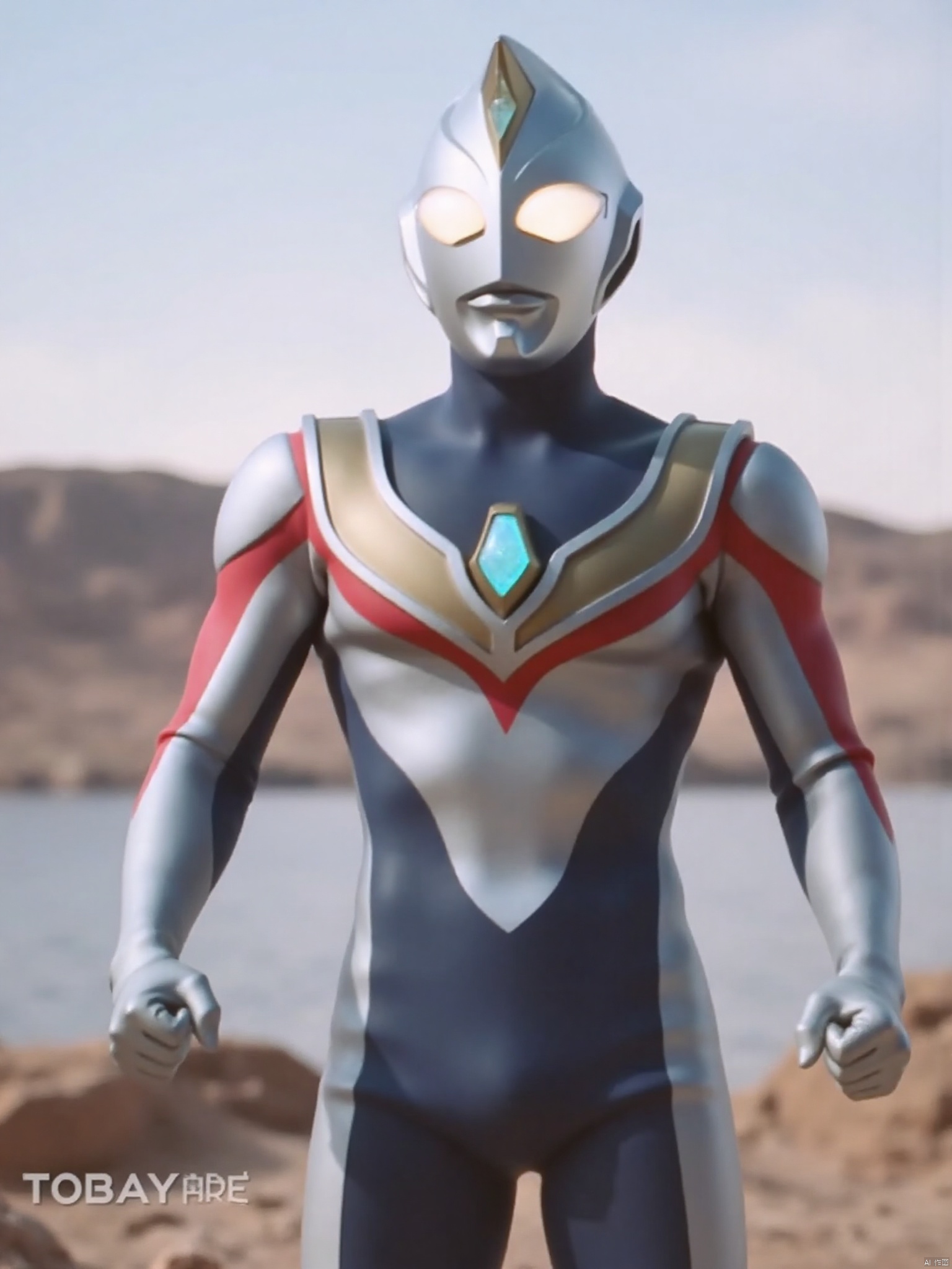 ultraman,silver bodysuit,silver gloves,legwear,gloves,boots,cover,mask,plugsuit,armor,bodysuit,red pattern on body,blue pattern on body,silver tight-fitting,silver footwear,helmet,leather suit,latex,tokusatsu,no humans,science fiction,silver head,hard mask,no smile,no eyes,no nose,solo,silver rubber bodysuit with blue and red line