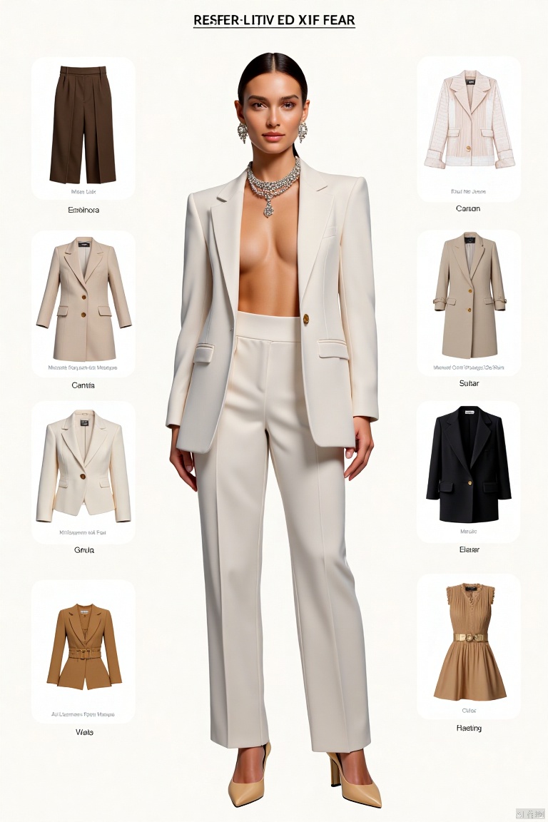 1girl,Classify according to the parts of clothing,refer to the table,design an infographic,background for classification,and classify by the parts of clothing