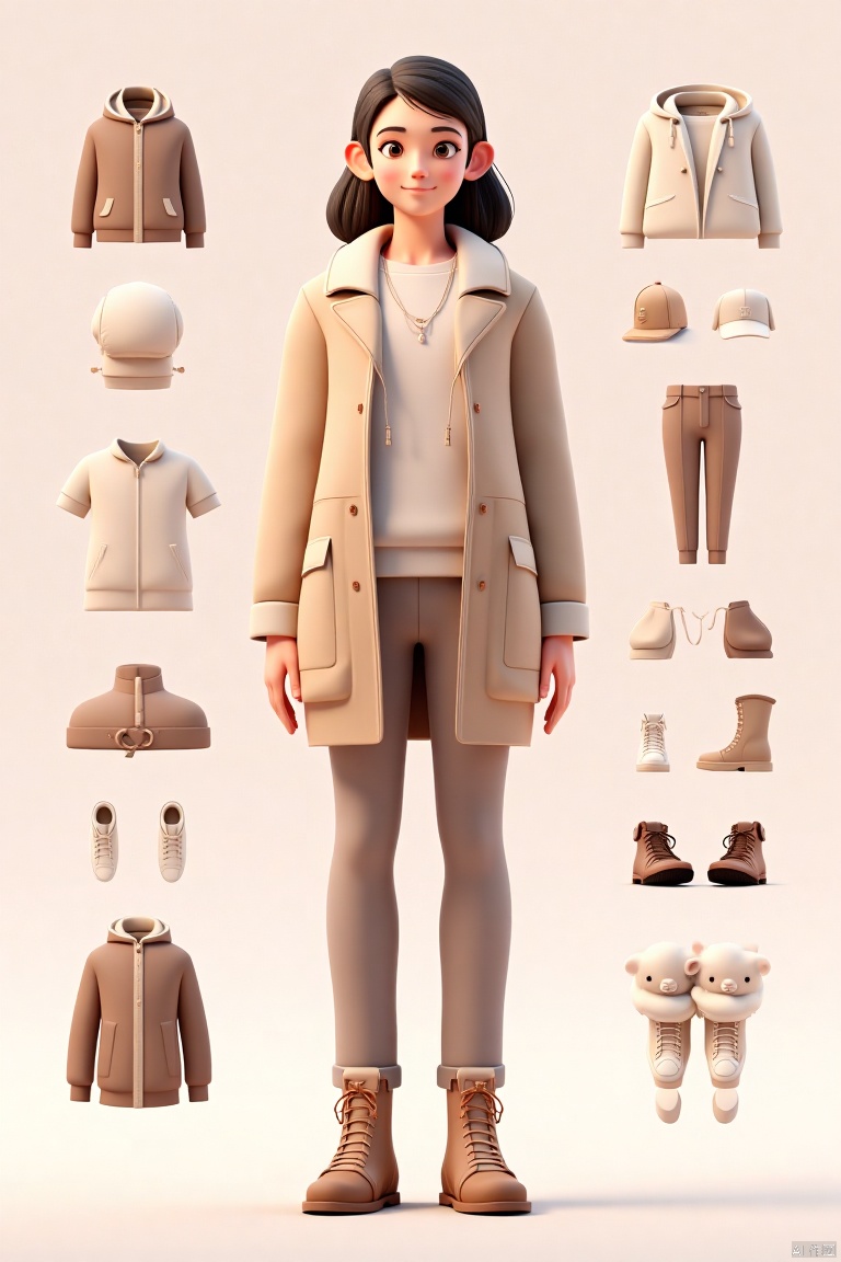 . Classify the background according to the body decoration parts,design an infographic,classify by the parts of clothing decoration,background for classification,reference table,with distribution on both sides.,cartoon characters. Classify the background according to the body decoration parts