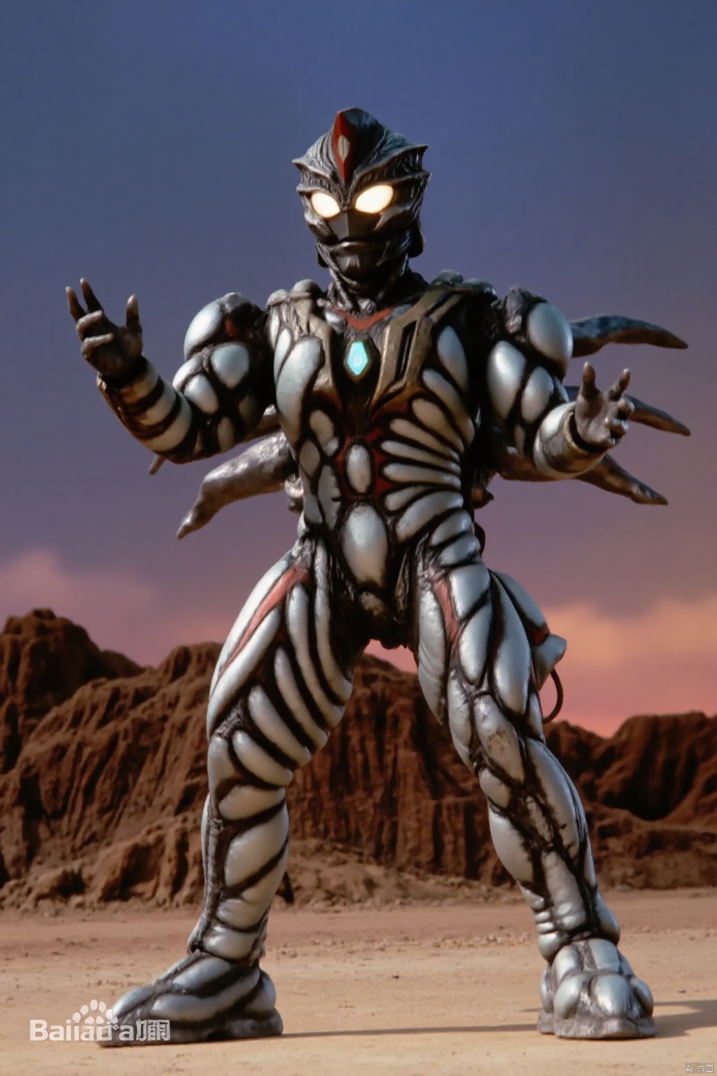 ultraman,wings,gem,muscular,kaijuu,monster,mecha,robot,breastplate,armor,shoulder armor,gauntlets,cover,mask,helmet,armor,solo,weapon,armor