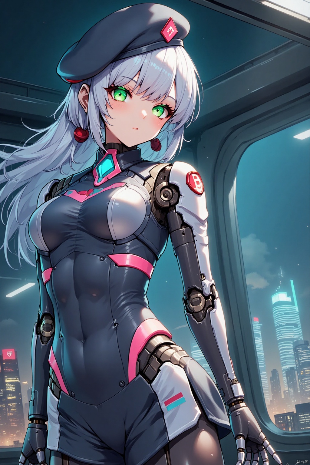 Frieren ,long white hair, twintails,stands poised in the helicopter,(( holds steady with a sniper rifle aiming )), uniform and hat a testament to her military prowess. ,The city skyline stretches out beneath her, buildings aglow under the night sky's twinkling lights. Below,score_9,score_8_up,score_7_up,score_6_up,frieren,nereirfpnxl, frieren, elf, pointy ears,green eyes,Cyberpunk Estyle,shokuhou ,full body,simple background,reality,masterpiece,cinematic style,(realistic:1.5),kidmo,As109,magion02,deadflow,bm tol,ask \(askzy\),mamimi \(mamamimi\),pastel colors,Realistic face,realistic skin,close-up,portrait,(Focus on the face:1.3),looking at viewer,The whole body,W4RR10R,