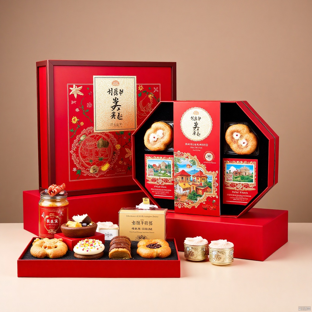 gift set, creative packaging, exquisite high-end pastries,