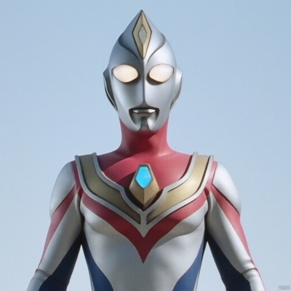 ultraman,silver bodysuit,silver gloves,legwear,gloves,boots,cover,mask,plugsuit,armor,bodysuit,red pattern on body,blue pattern on body,silver tight-fitting,silver footwear,helmet,leather suit,latex,tokusatsu,no humans,science fiction,silver head,hard mask,no smile,no eyes,no nose,solo,silver rubber bodysuit with blue and red line