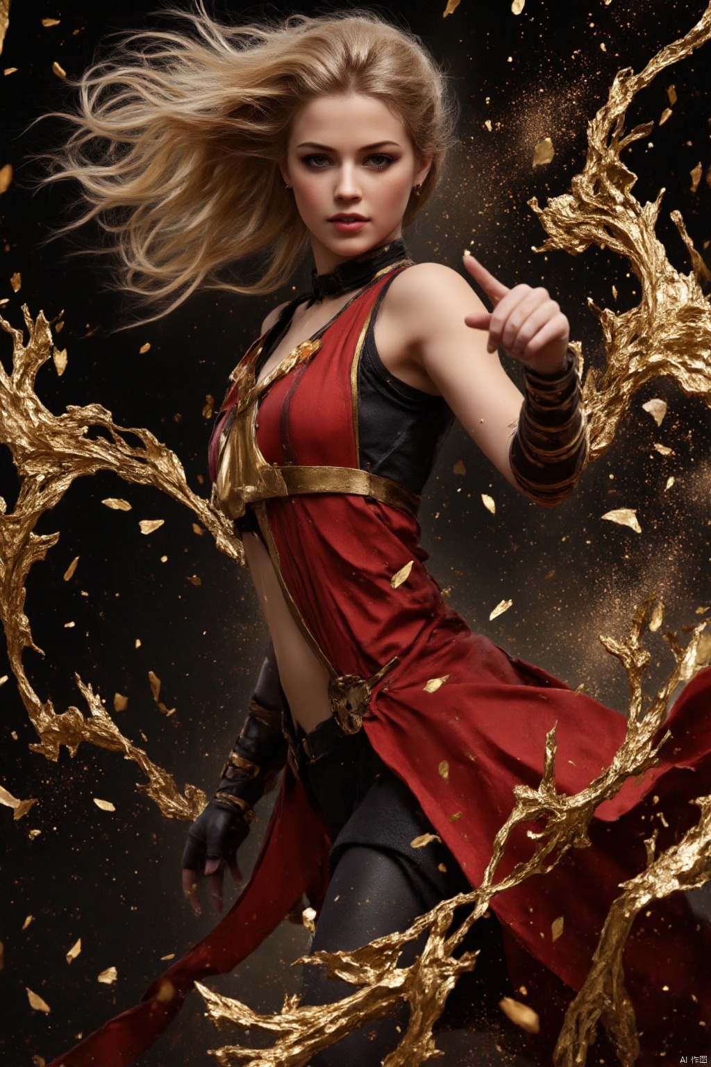 1girl, solo photo,WOMAN AMBER HEARD. Princess Mera. Dynamic fighting pose.half body.,IN THE STYLE OF FF-SSF,