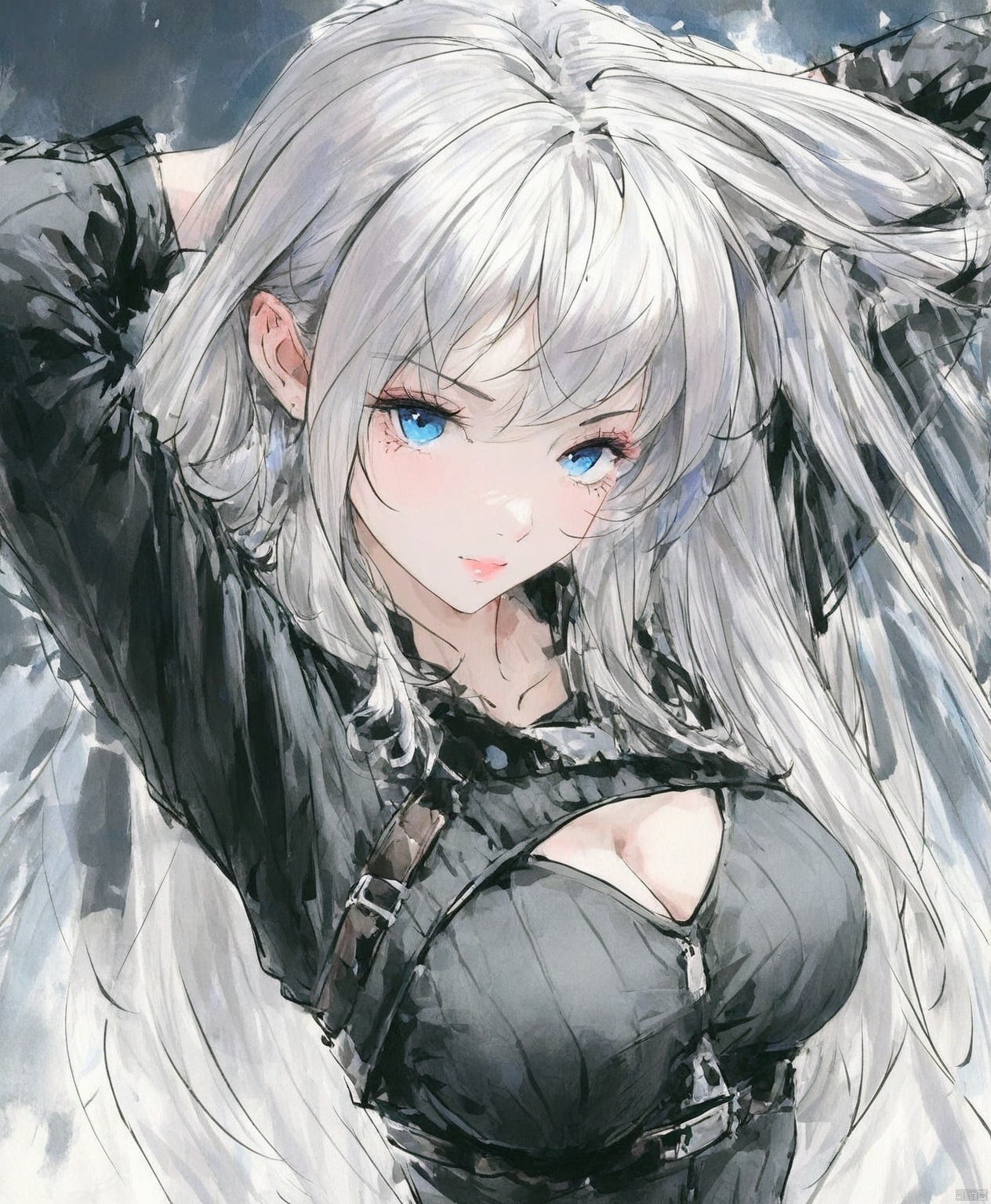  solo,highly detailed,(best quality),((masterpiece)),1girl,white hair,blue eyes,long hair,peiyuhan,looking_at_viewer,chi