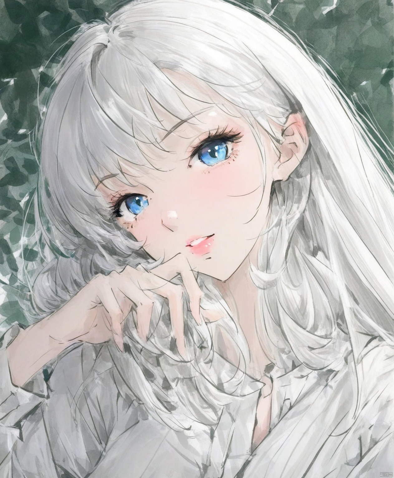 solo,highly detailed,(best quality),((masterpiece)),1girl,white hair,blue eyes,long hair,peiyuhan,looking_at_viewer,chi