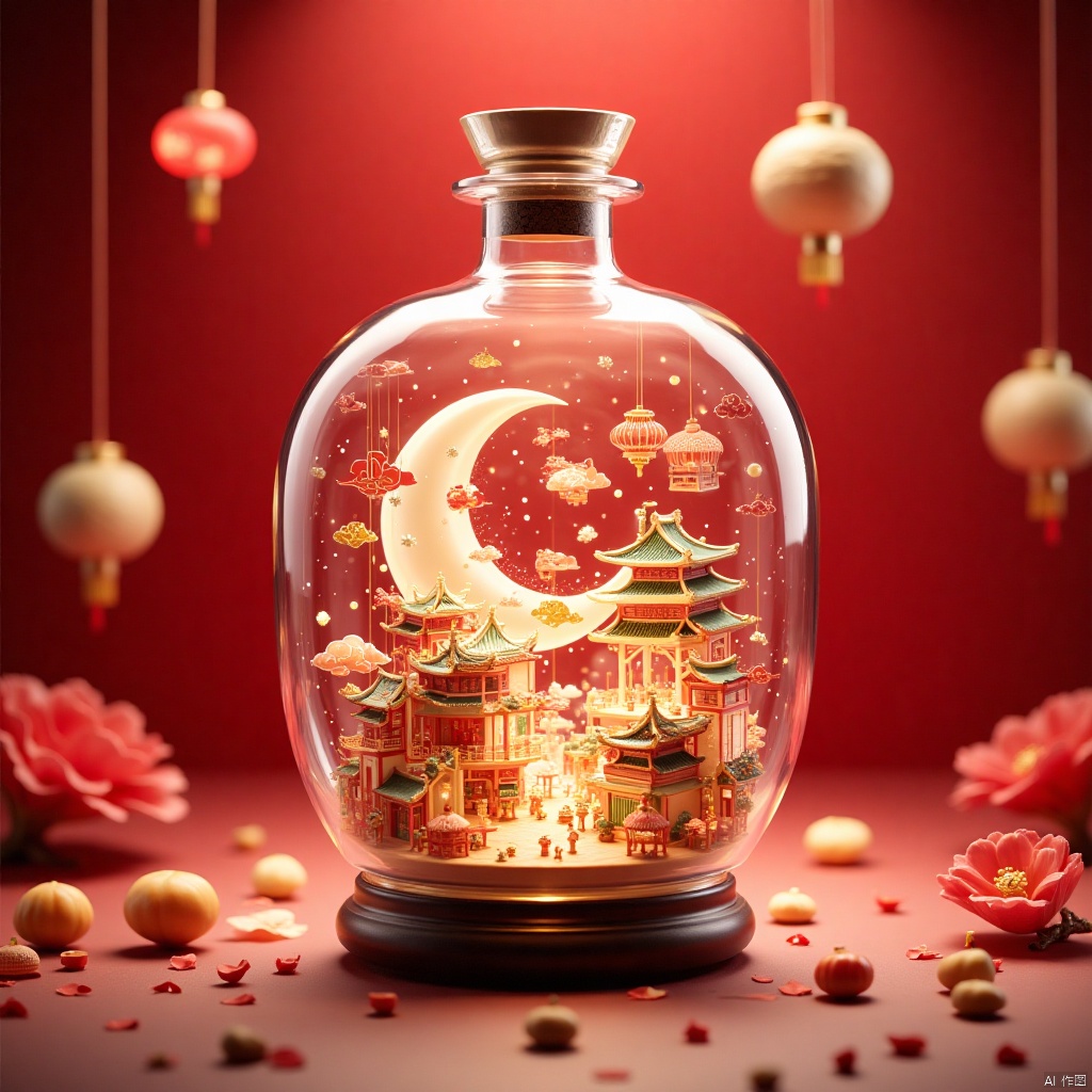 World in a bottle, the atmosphere of Spring Festival reunion,团圆