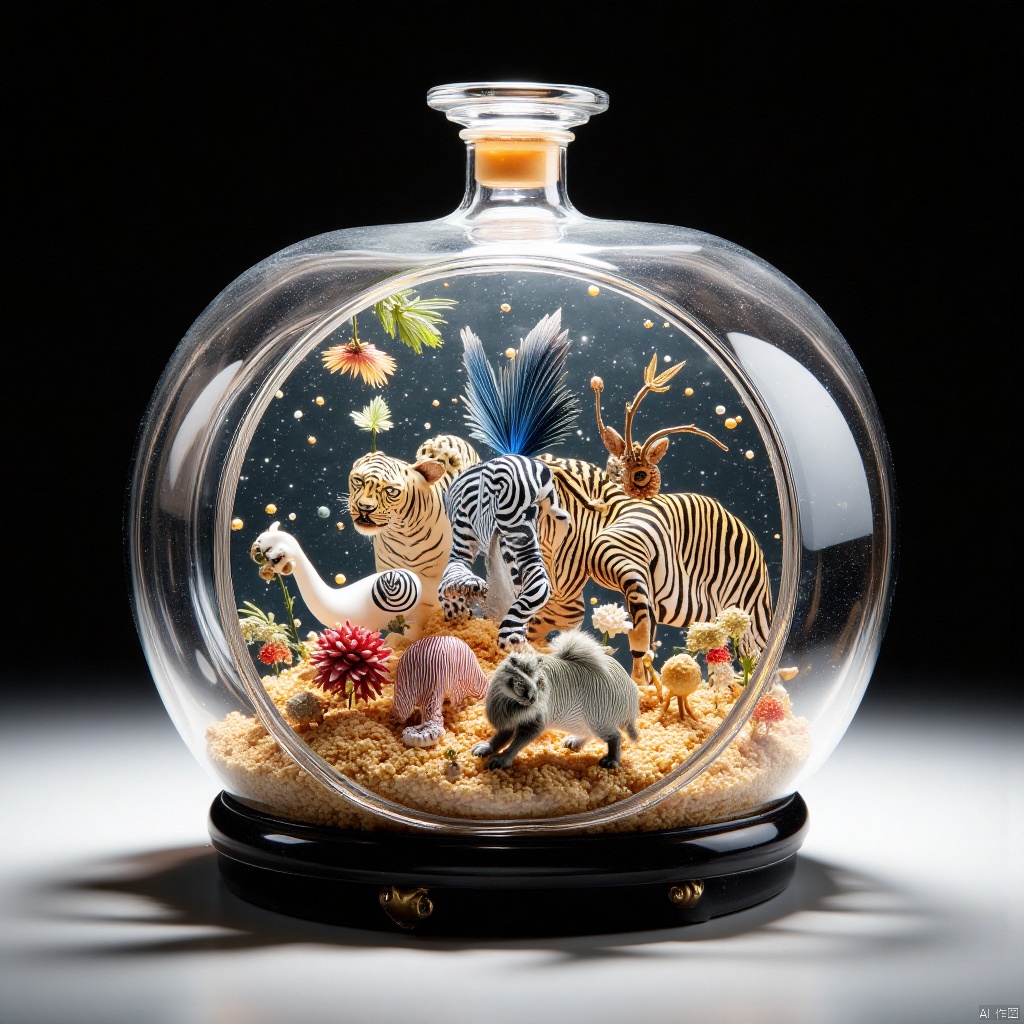 glass products,exotic beasts,Huge animals and beautiful women,World in a bottle