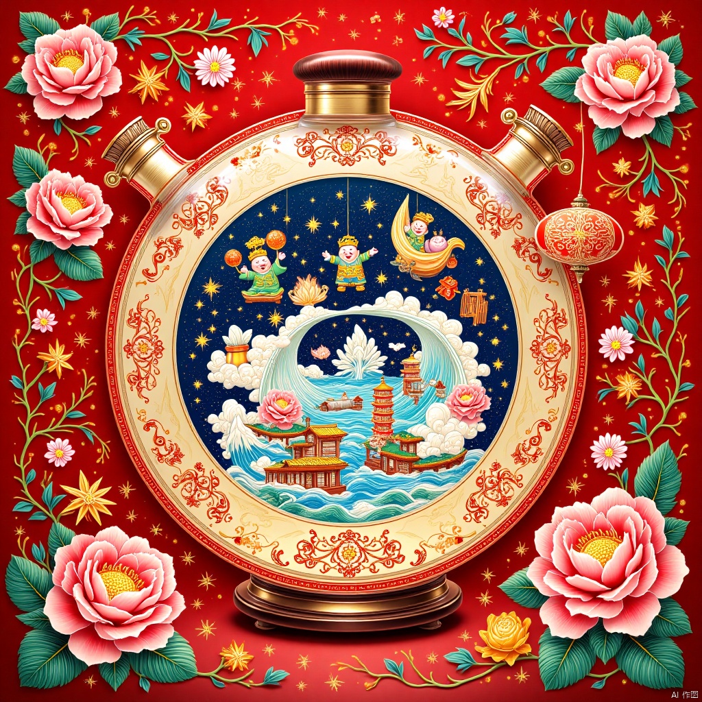 World in a bottle,New Year paintings,年画