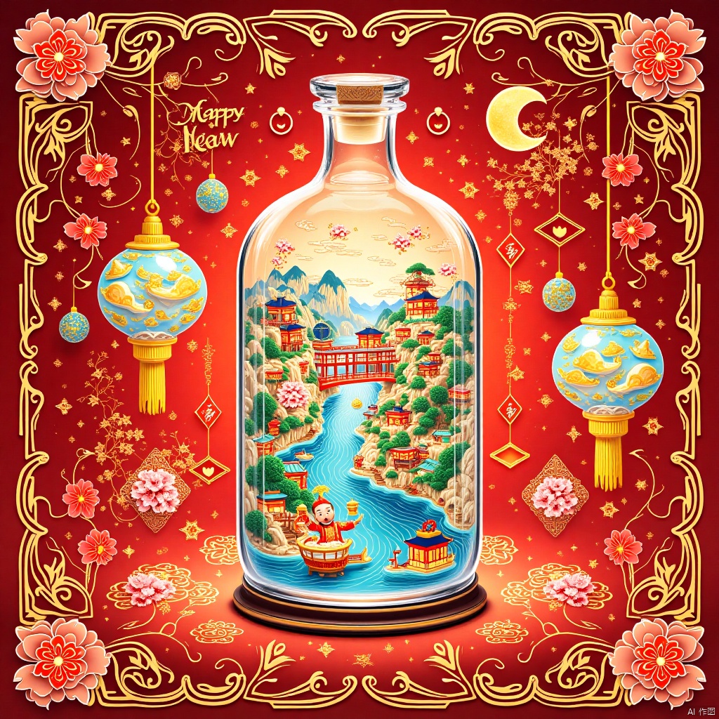 World in a bottle,New Year paintings,年画