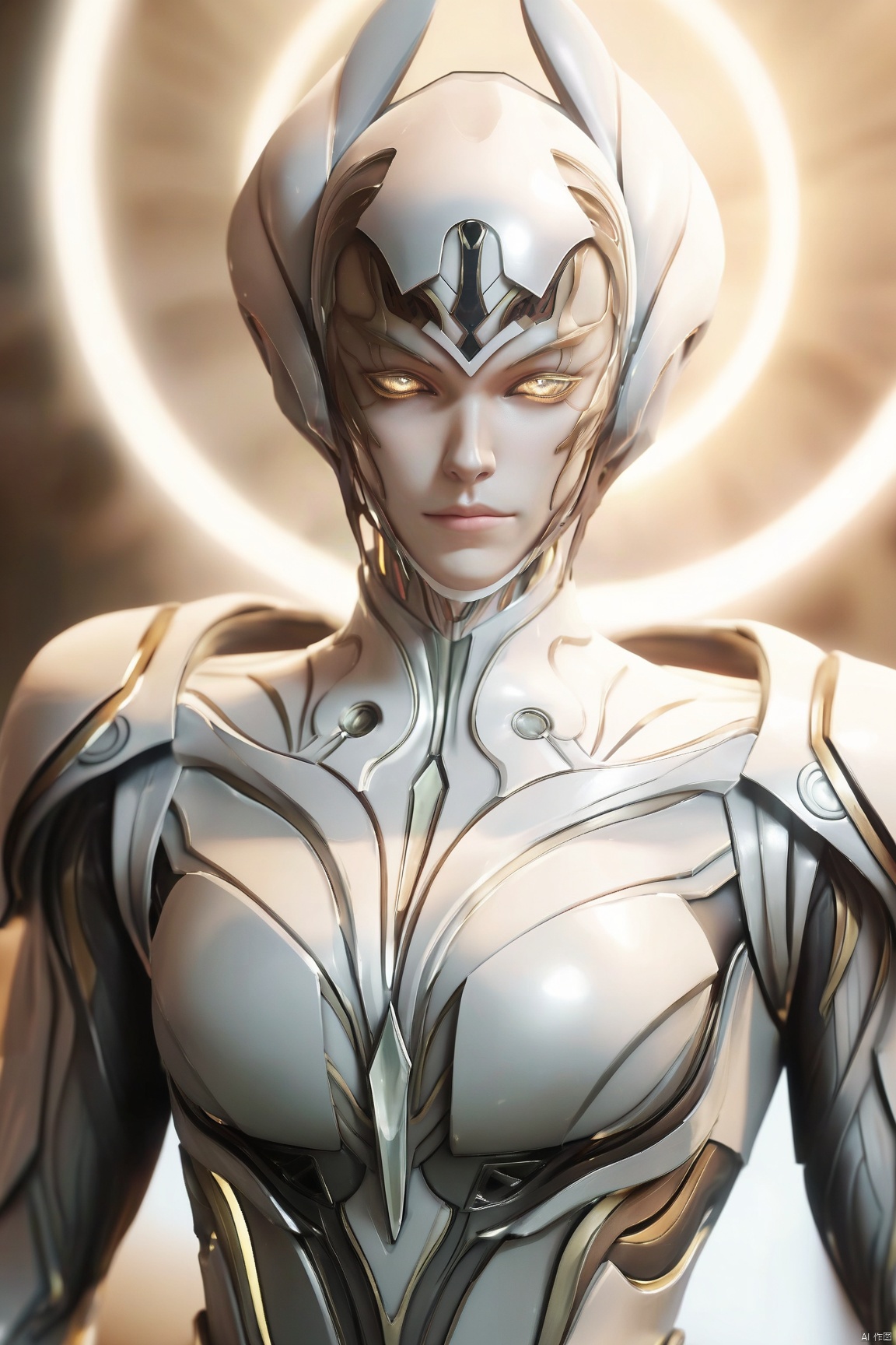 score_9_up,score_8_up,score_7_up,(Masterpiece, Best Quality, High Resolution, 8K Raw),absurdres, highres, Expressiveh, 
1girl, solo, looking at viewer, 1boy, yellow eyes, upper body, male focus, armor, glowing, halo, helmet, glowing eyes, alien