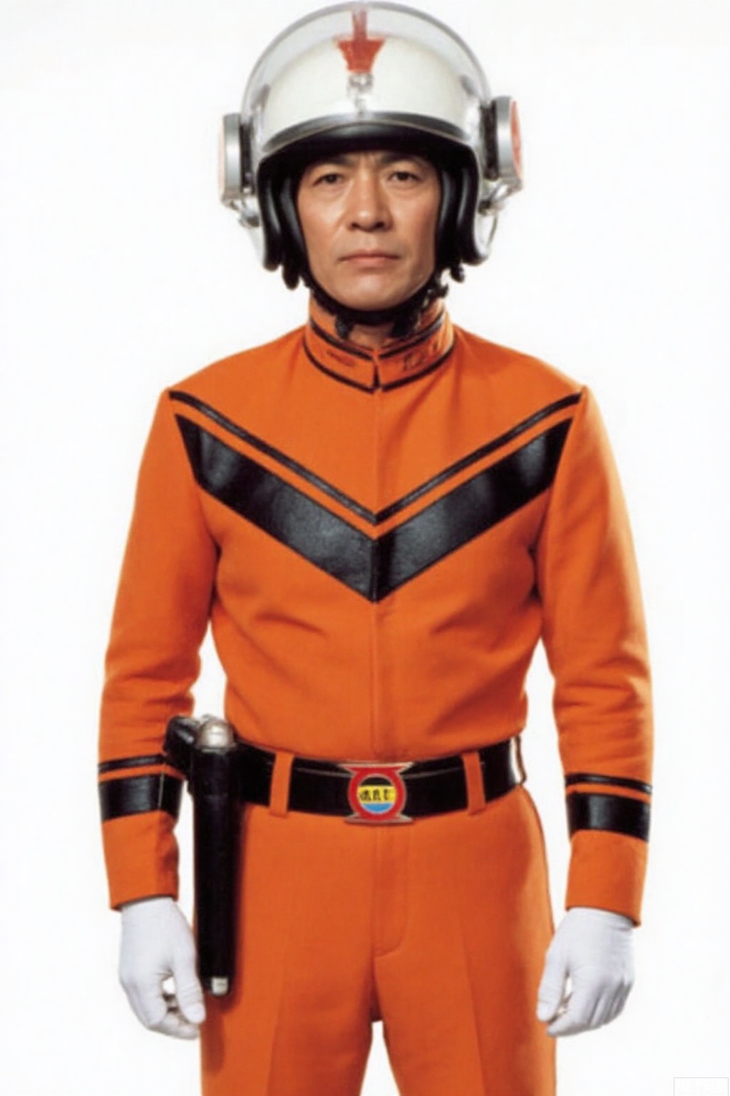 masterpiece, best quality,solo,(white background:1.2),simple background,
looking at viewer,MAT,helmet,orange pants,orange jacket,collar,belt,logo,uniform,jacket,gloves,boots,emblem,pants,white gloves,black footwear,orange jacket with black line