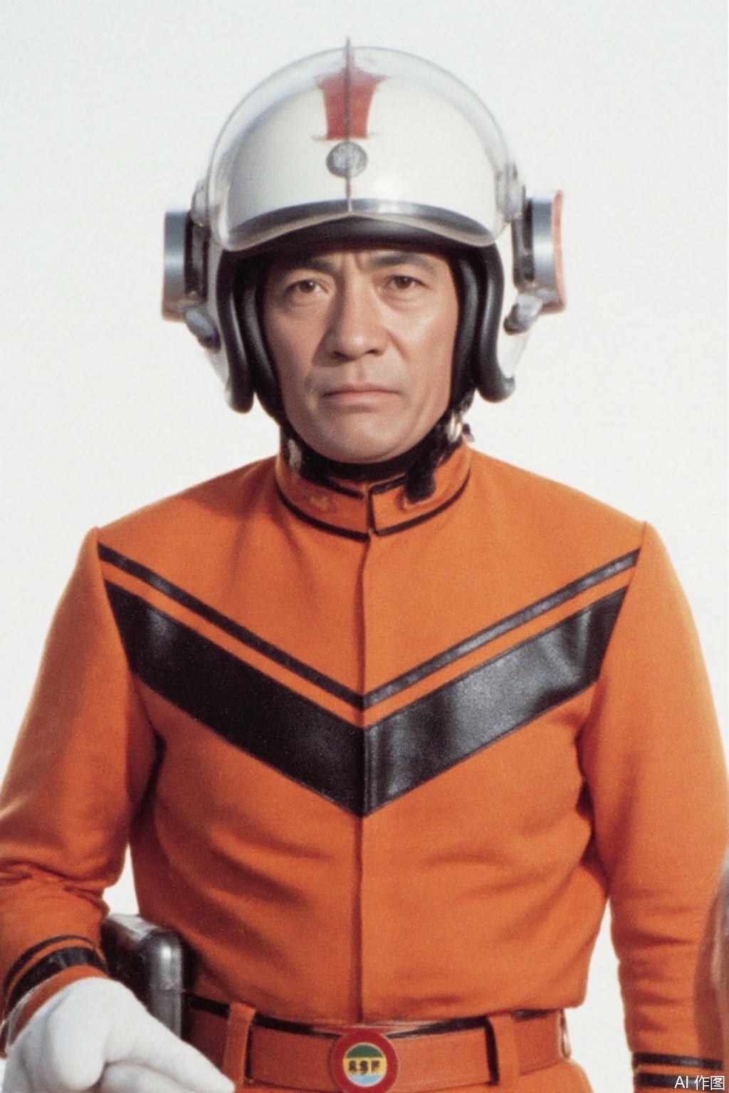 masterpiece, best quality,solo,(white background:1.2),simple background,
looking at viewer,MAT,helmet,orange jacket,collar,belt,logo,uniform,jacket,gloves,emblem,white gloves,orange jacket with black line