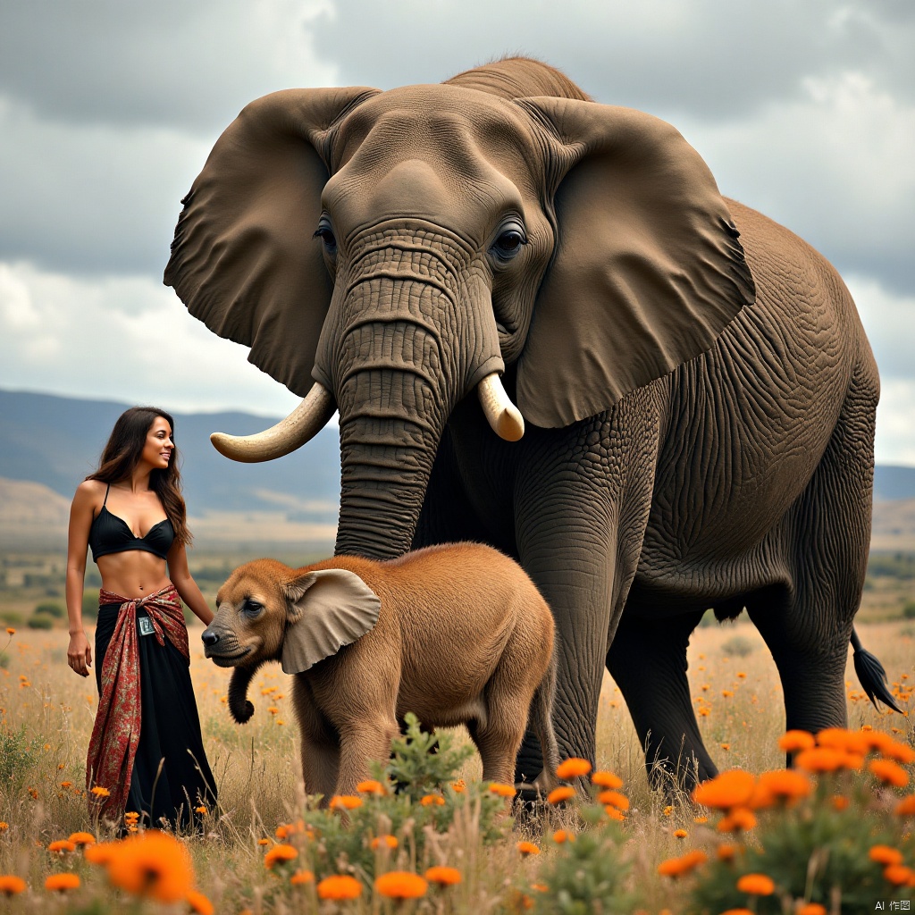 Huge animals and beautiful women
