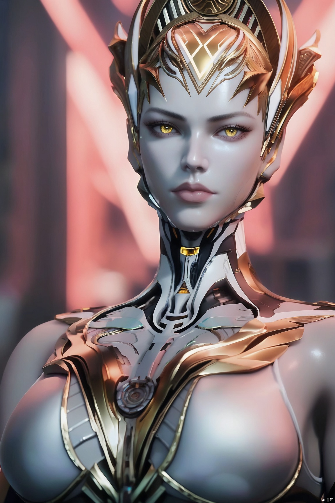 score_9_up,score_8_up,score_7_up,(Masterpiece, Best Quality, High Resolution, 8K Raw),absurdres, highres, Expressiveh, armor,science fiction,
1girl, solo, breasts, looking at viewer, yellow eyes, upper body, lips, colored skin, colored sclera, nose, grey skin