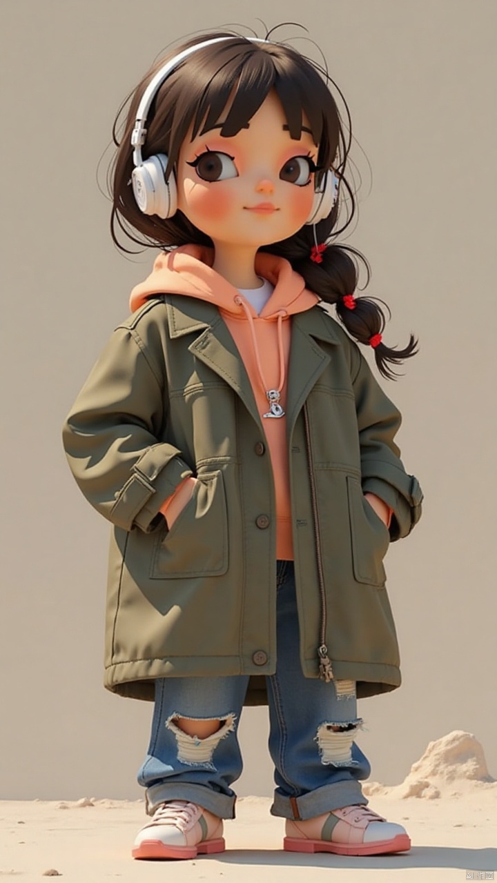 1girl,Wear headphones
