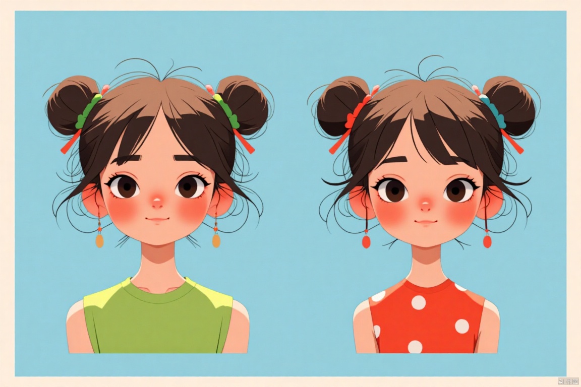 A whimsical illustration, 1girl,Character design,Character Three Views